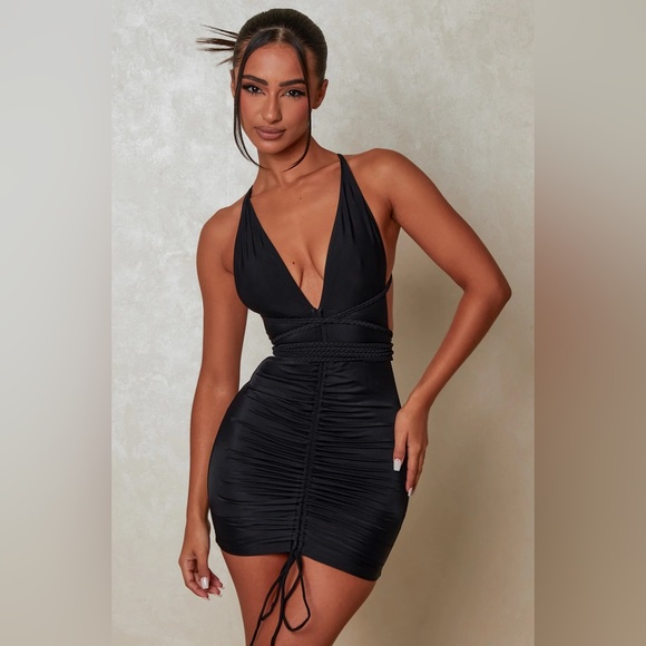 NWT Mars the Label Waterfall Mini Dress Black - Picture 1 of 3